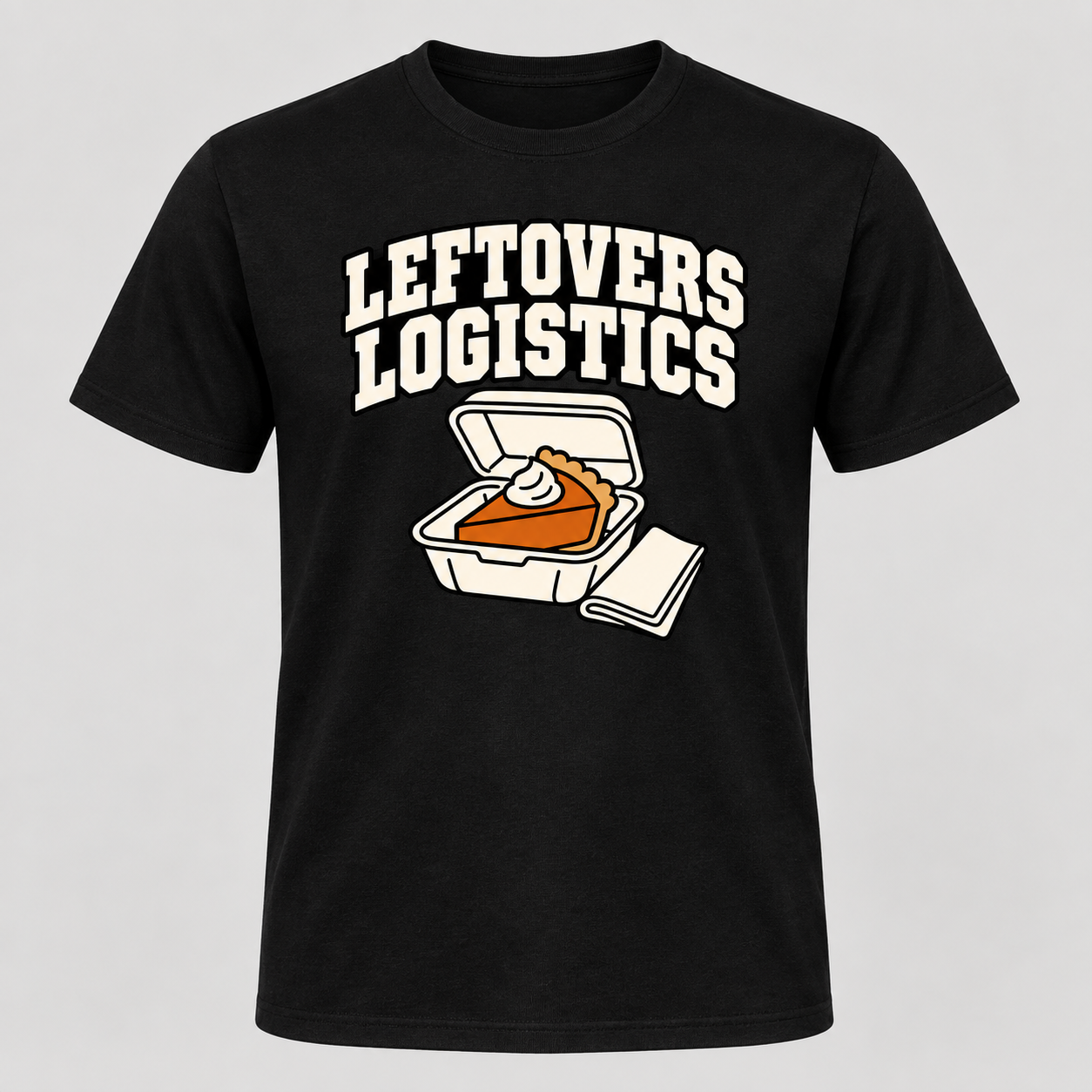 Leftovers Logistics design on a t-shirt mockup