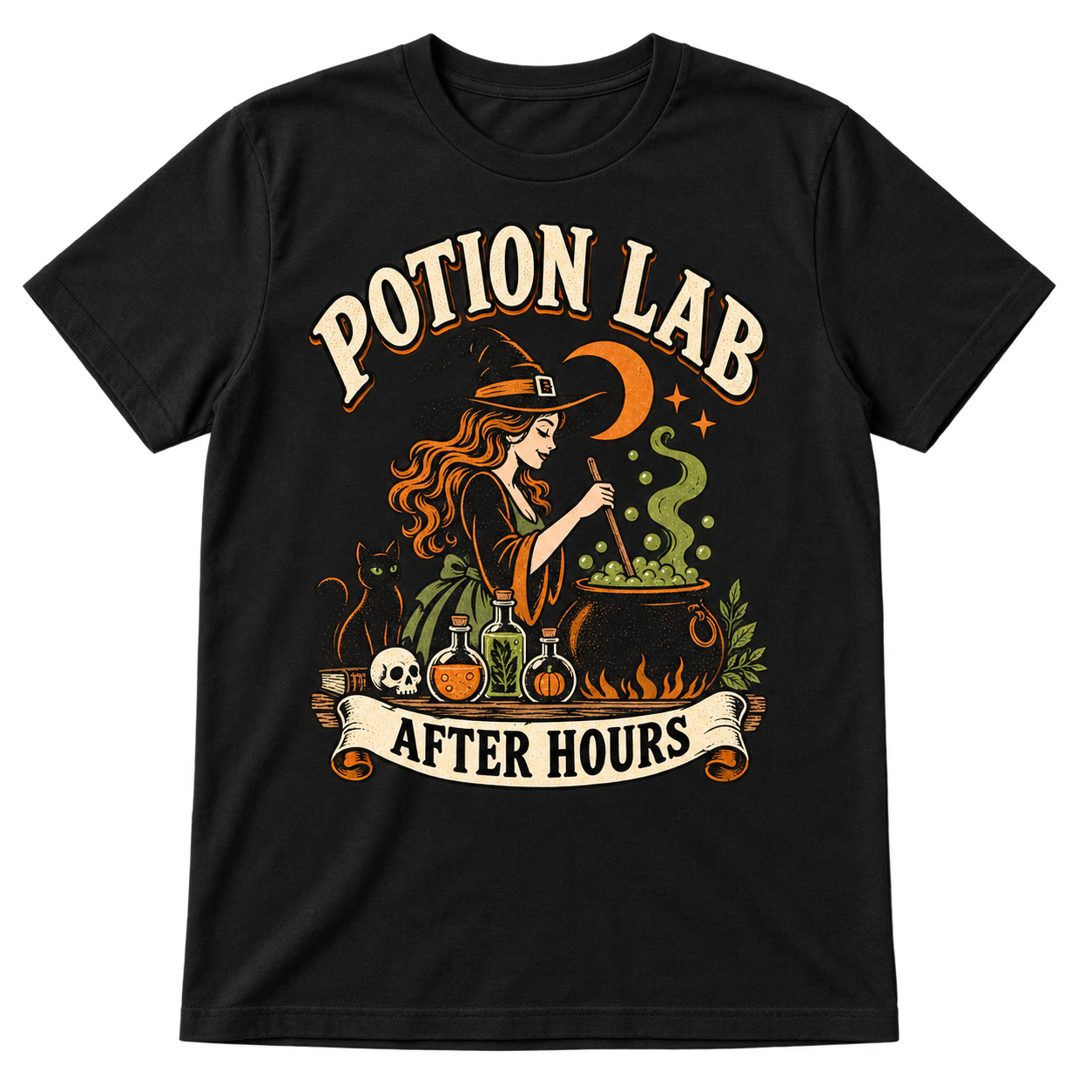 Potion Lab design on a t-shirt mockup