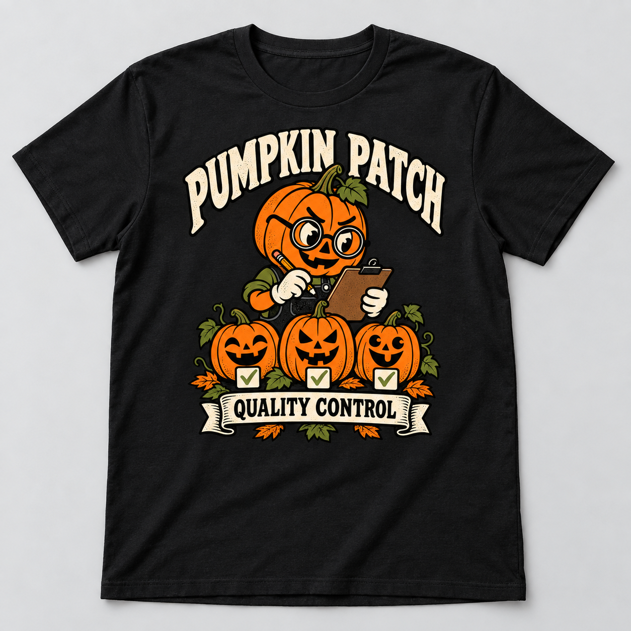 Pumpkin Quality design on a t-shirt mockup